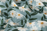French Terry mit Blumen, Gänseblümchen, blau, 0,5 m
