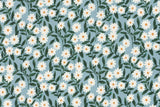French Terry mit Blumen, Gänseblümchen, blau, 0,5 m