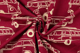 French Terry mit Bussen, VW, Camper, Bulli, Oekotex, bordeaux, rot, 0,5 m