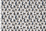 French Terry angeraut mit Pinguinen, blau, 0,5 m