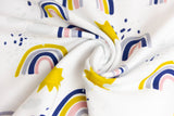 Stoffpaket French Terry + Bündchen French Terry mit Regenbogen und Sonne, Fräulein von Julie, ecru, senf