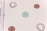 Stoffpaket French Terry + Bündchen mit Smileys, wollweiß, altgrün