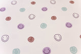Stoffpaket French Terry + Bündchen mit Smileys, wollweiß, altgrün