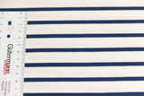 French Terry mit Streifen, blau, ecru, 0,5 m