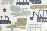 French Terry mit Fahrzeugen, Autos, wollweiß, 0,5 m