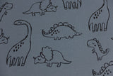 French Terry mit Dinosauriern, blau, indigoblau, 0,5 m