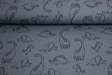 French Terry mit Dinosauriern, blau, indigoblau, 0,5 m