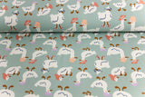 French Terry mit Gänsen, mint, 0,5 m