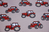 B-Ware 40 cm French Terry mit Traktor, grau, rot