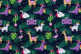 Sweat "Holly" mit Dinosauriern, Einhörnern, angeraut, dunkelblau, 0,5 m