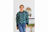 Sweat "Holly" mit Dinosauriern, Einhörnern, angeraut, dunkelblau, 0,5 m