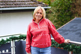 Sweat "Holly" mit Strickmuster, Norweger Muster, Weihnachten, angeraut, rot, 0,5 m