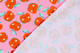 Stoffpaket Jersey + Bündchen Jersey mit Äpfeln, rosa, altmint