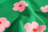 Jersey mit Blumen, grün, rosa, 0,5 m