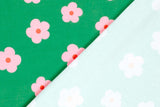 Jersey mit Blumen, grün, rosa, 0,5 m