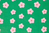 Jersey mit Blumen, grün, rosa, 0,5 m