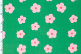 Jersey mit Blumen, grün, rosa, 0,5 m