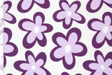 Jersey mit Blumen, wollweiß, lila, 0,5 m