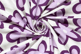 Jersey mit Blumen, wollweiß, lila, 0,5 m
