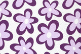 Jersey mit Blumen, wollweiß, lila, 0,5 m