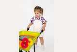 Jersey mit Blumen, wollweiß, lila, 0,5 m