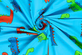 Jersey mit Dinosauriern, aqua, 0,5 m