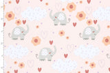 Jersey mit Elefanten, nude, hellrosa, 0,5 m