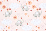 Jersey mit Elefanten, nude, hellrosa, 0,5 m