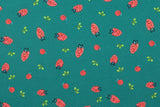 Jersey mit Erdbeeren, petrol, 0,5 m