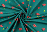 Jersey mit Erdbeeren, petrol, 0,5 m