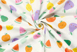 Jersey mit bunten Früchten, Obst, wollweiß, 0,5 m