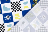 Jersey mit Skateboards, weiß, blau, 0,5 m
