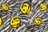 Stoffpaket French Terry + Bündchen Smiley, Graffiti, grau, schwarz