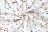 Jersey mit Safari Tieren, wollweiß, braun, 0,5 m