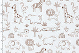 Jersey mit Safari Tieren, wollweiß, braun, 0,5 m