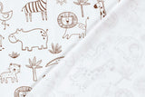 Jersey mit Safari Tieren, wollweiß, braun, 0,5 m