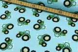 Baumwoll Jersey mit Traktor als Meterware für Kinder