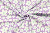 Stoffpaket Jersey + Bündchen Jersey mit Blumen, lavendel, weiß