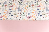 Stoffpaket Jersey + Bündchen Jersey mit Sommerblumen, Fräulein von Julie, ecru, rosa