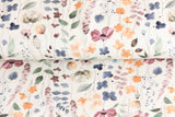 Stoffpaket Jersey + Bündchen Jersey mit Sommerblumen, Fräulein von Julie, ecru, altgrün