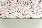 Stoffpaket Jersey + Bündchen Jersey mit Sommerblumen, Fräulein von Julie, ecru, altgrün