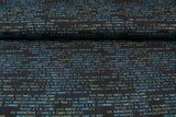 Restmenge 1 Meter French Terry mit Computer Codes, dunkelblau
