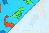 Stoffpaket Jersey + Bündchen Jersey mit Dinosauriern, aqua, grün
