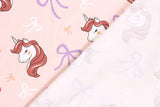 Stoffpaket Jersey + Bündchen Jersey mit Einhörnern, altrosa, flieder