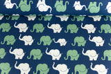 Kombi-Stoffpaket Jersey mit Elefanten, blau, pastellgrün