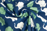 Stoffpaket Jersey + Bündchen Elefantenparade, blau, weiß