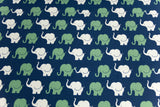 Stoffpaket Jersey + Bündchen Elefantenparade, blau, weiß