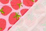 Stoffpaket Jersey + Bündchen Jersey mit großen Erdbeeren, rosa, rot