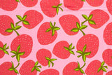 Stoffpaket Jersey + Bündchen Jersey mit großen Erdbeeren, rosa, rot