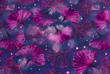 Stoffpaket Jersey + Bündchen mit Ginkgoblättern, Fräulein von Julie, dunkelblau, violett